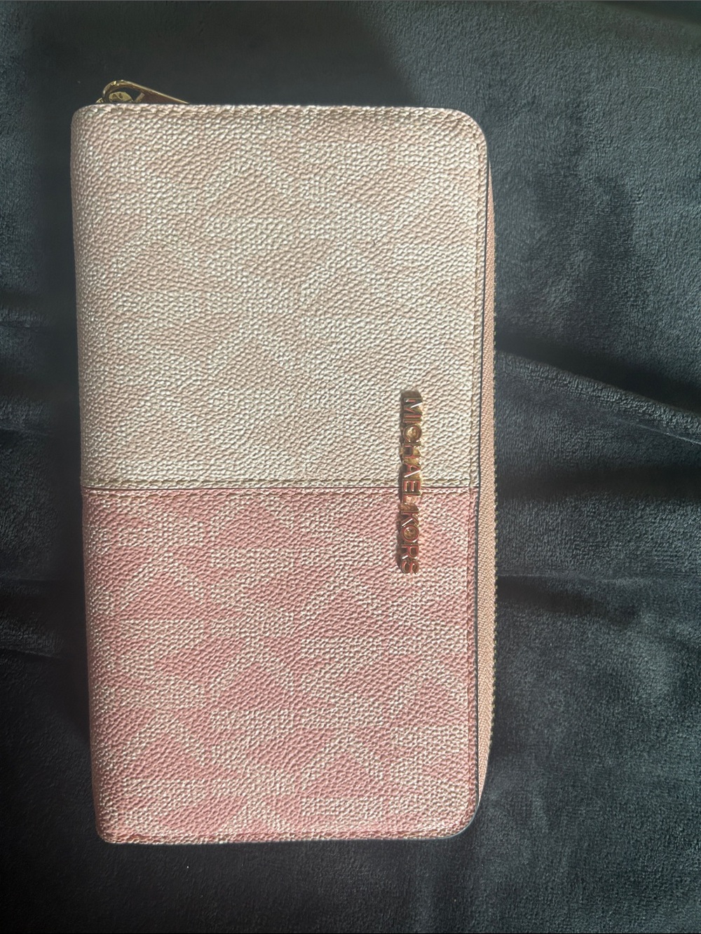 Michael Kors Rose Gold and Blush Zip Around Wallet